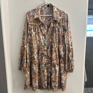 Paisley Print Button-Up Blouse